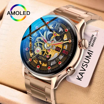 KAVSUMI AMOLED 390*390 HD 스크린, 올웨이즈 온 디스플레이, 블루투스 통화, IP68 방수, NFC, 남녀공용 스마트워치, 2024 신제품