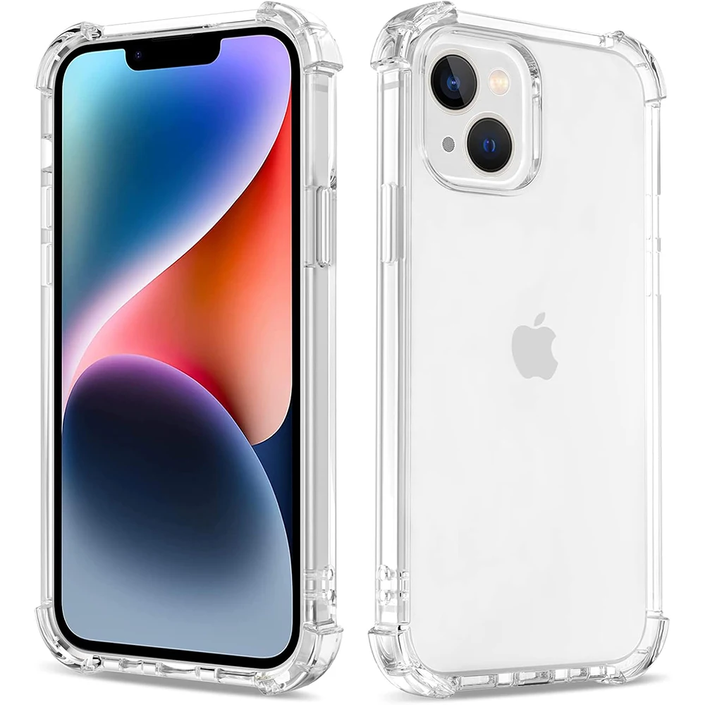 Darbeye dayanıklı şeffaf silikon kılıf iPhone 16 15 14 13 12 11 Pro Xs Max Mini XR X 7 8 6s artı 6SE 2020 2022 2016 5 5S arka kapak