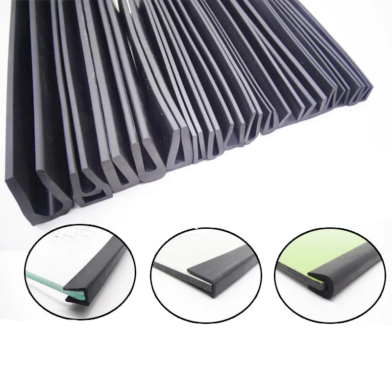 1M U-shaped Rubber Sealing Strip Edge Shield Encloser Bound for Glass Metal Wood Panel Board Sheet Door Cabinet Bumper Protector