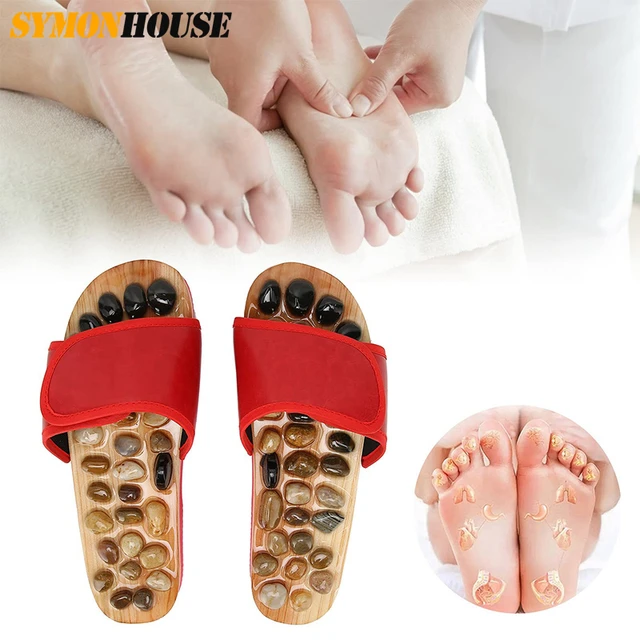 Acupressure Massage Slippers with Natural Stone Therapeutic Reflexology  Sandals Foot Acupoint Massage Shiatsu Ease Arch Pain - AliExpress