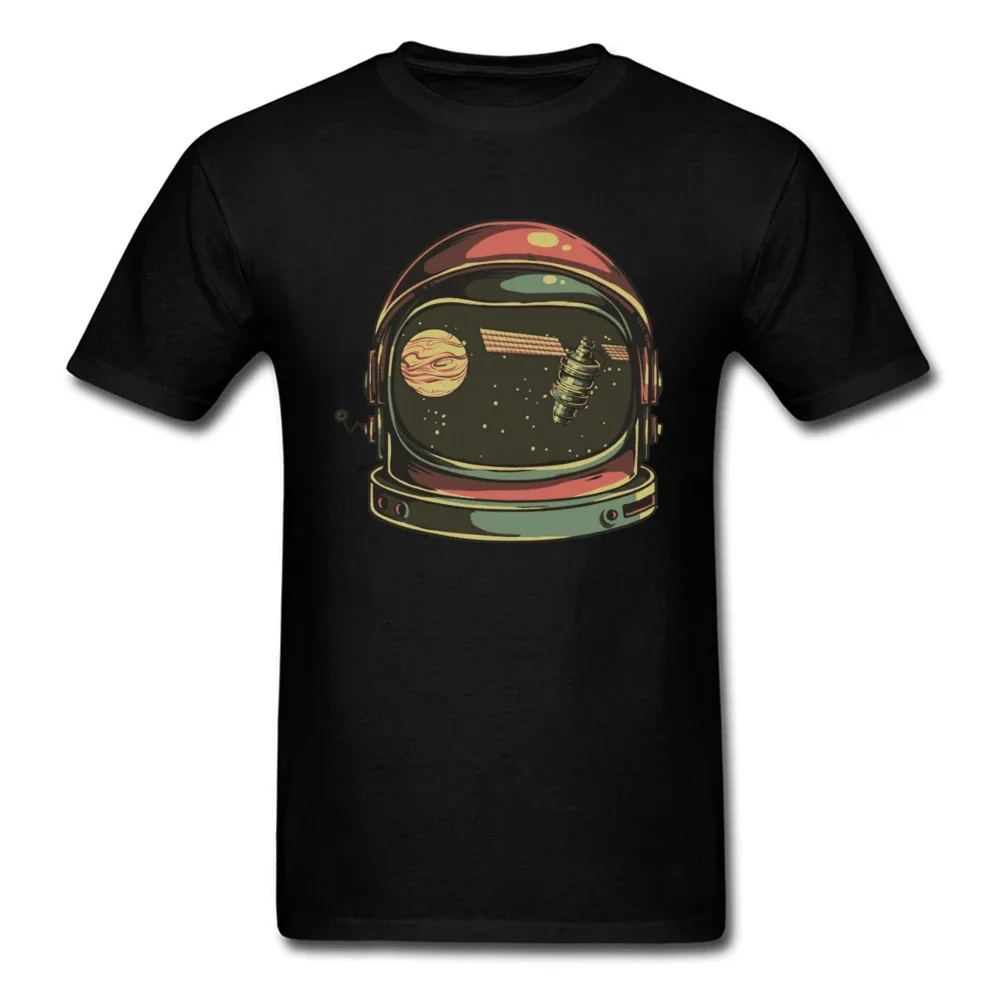 

Harajuku Retro Style Astronaut Helmet Print Men T-shirt Space Cartoon Tops Short Sleeve Faddish Spaceman Tee Shirts