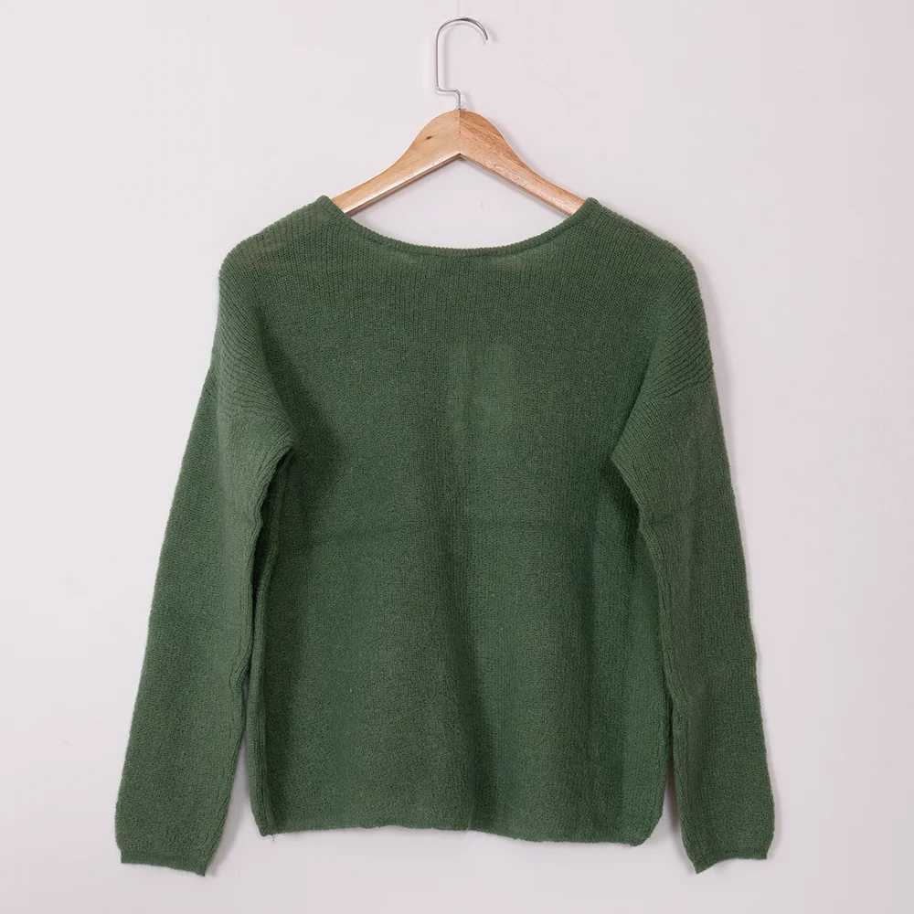 Rowling Mirror Vintage Solid Wool Blend Elegant Cardigan Sweater Women Spring 2023 O Neck Full Sleeve Button Knit Sweater Female 4