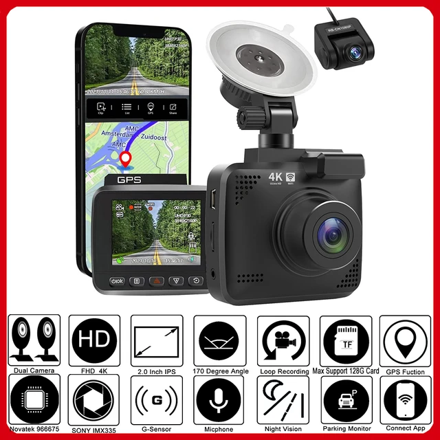 AZDOME GS63H Dashcam Dual Lens 4K Car Camera Built-In GPS Wi-Fi Front and  Rear Dash Cam G-Sensor Motion Detection - AliExpress