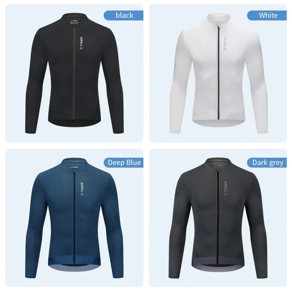 X-TIGER Men's Cycling Jersey Autumn Three Pocket Reflective Cycling Jacket Sport Mountain Bike Shirt Ciclismo Long Sleeve 4