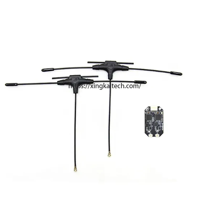 Récepteur ExpressLRS ELRS 915MHz 2.4G Gemini Xrossband – Double Bande Intégrée pour Drone FPV, connecteurs et antennes visibles