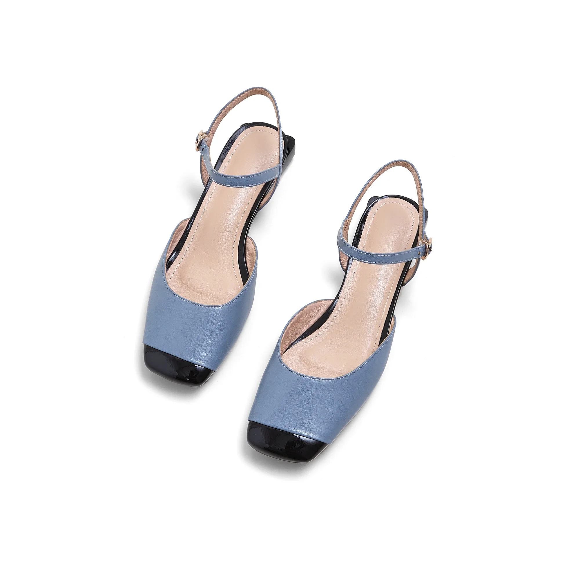 Slingback 2CM Heels Pumps Shoes Woman 2024 Elegant Close Toe Black Blue Nude Heeled Office Wedding Shoes Ladies Sandals