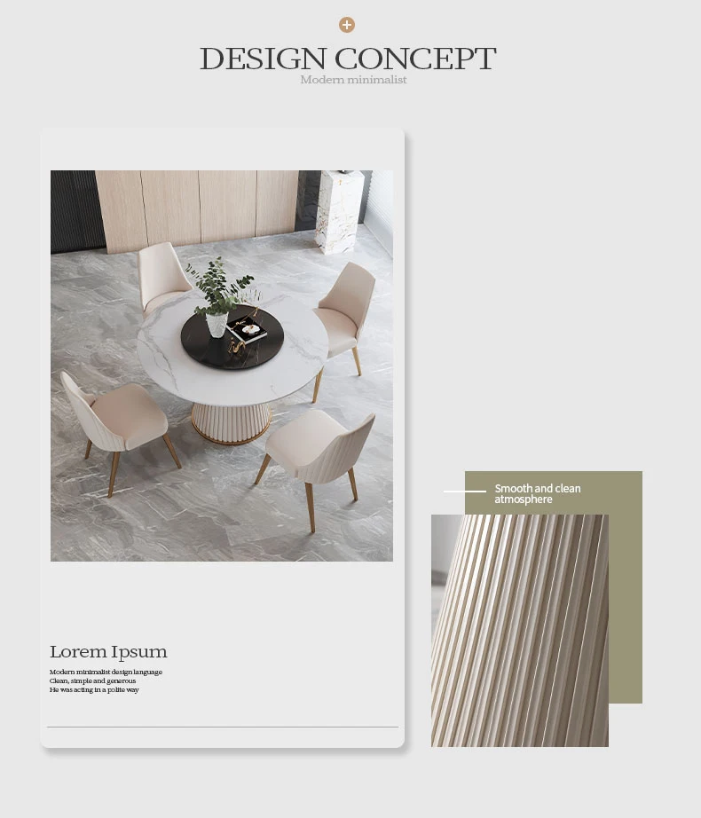 Description Picture 3 of itemContemporary Light Luxury Marble Dining Table Sets With Turntable For Small Apartment Simple Household Round Table For 4 People