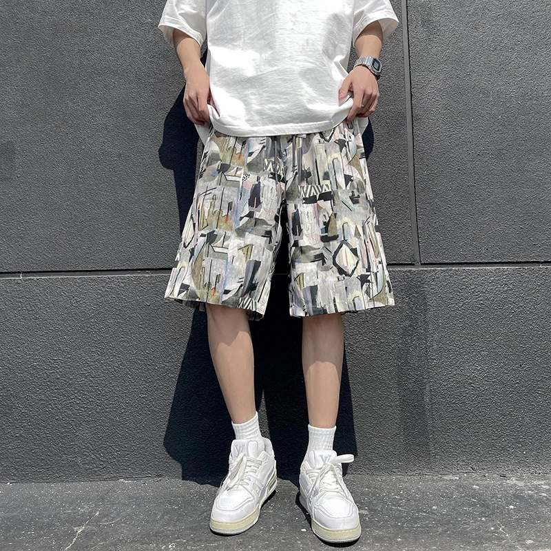 

Мужская Летняя одежда 2024, мужские баскетбольные шорты, повседневные спортивные шорты из ледяного шелка, спортивные штаны в гонконгском стиле для мужчин, для спортзала E193