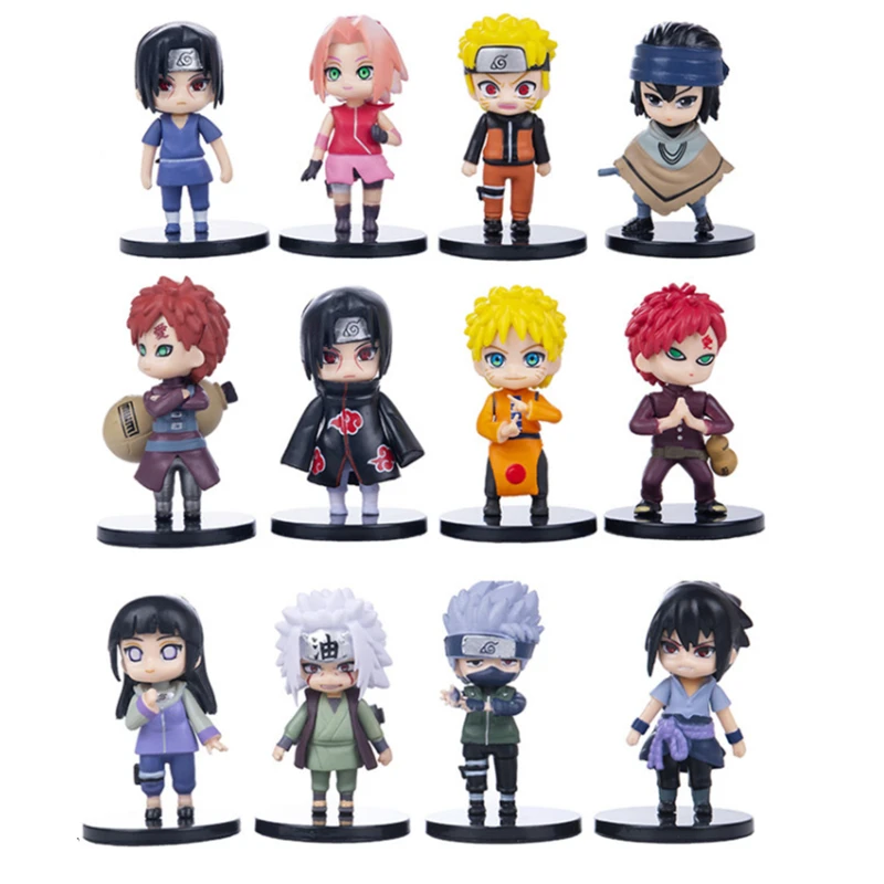 super hero toys 12Pcs/Set 6CM Naruto Figures Anime Model Hinata Sasuke Kakashi Gaara Jiraiya Sakura Q Version PVC Cute Doll Kids Birthday Gifts mcfarlanetoys