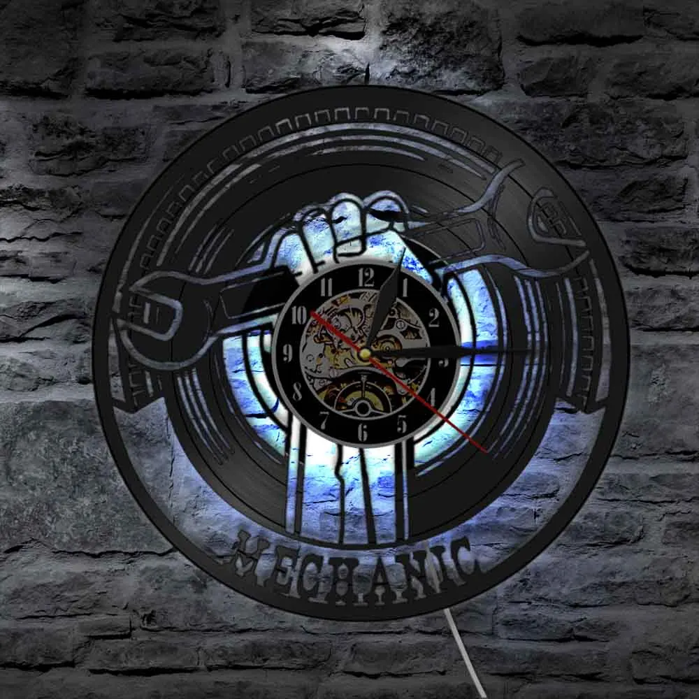 Garage Decorativo Vinile Record Orologio Da Parete Strumenti Meccanici Moderni Servizio Auto Decorazione Della Parete Chiave Orologio Da Parete Regalo