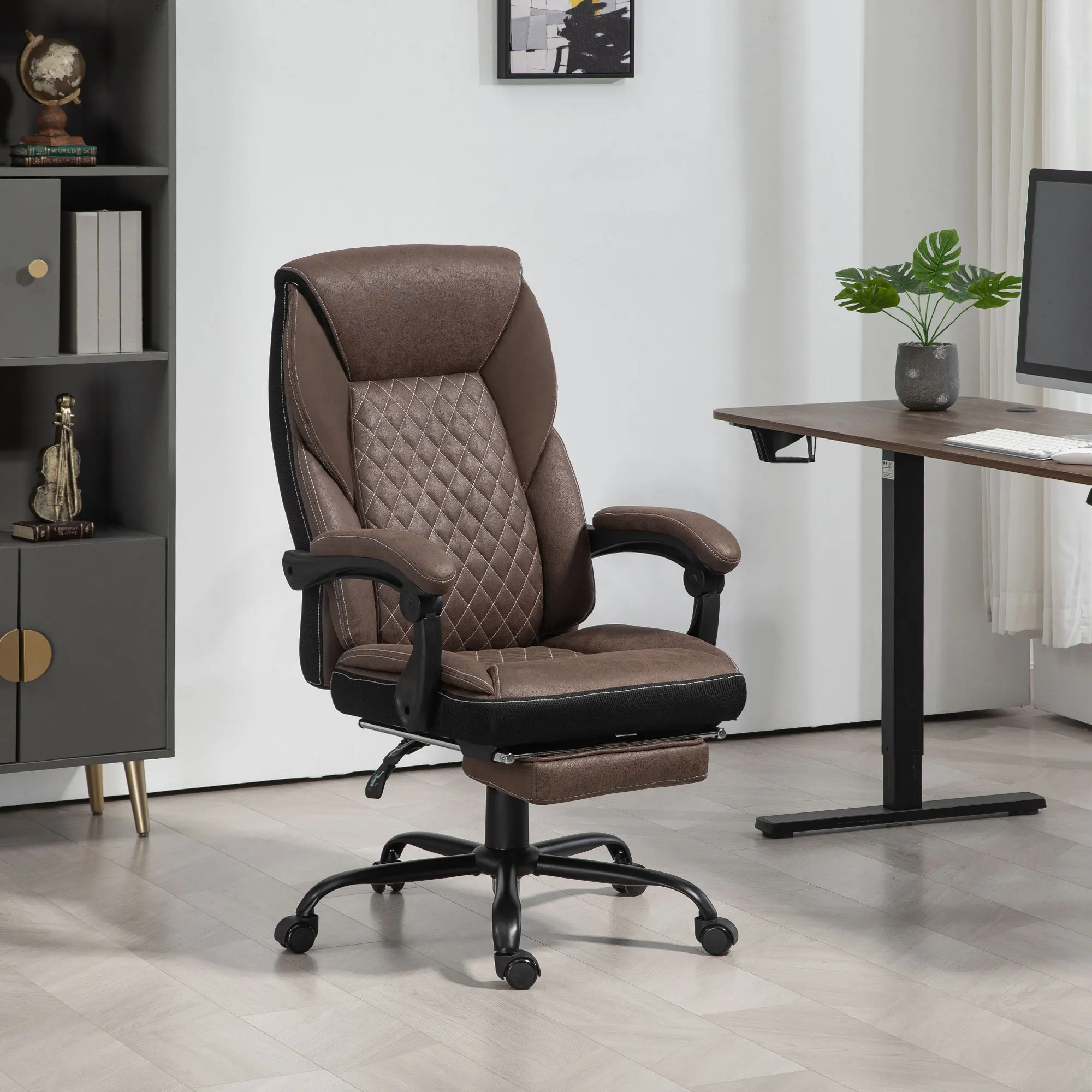 Homcom Executive Office Chair with Foot Rest and High Back, Dark Brown 2