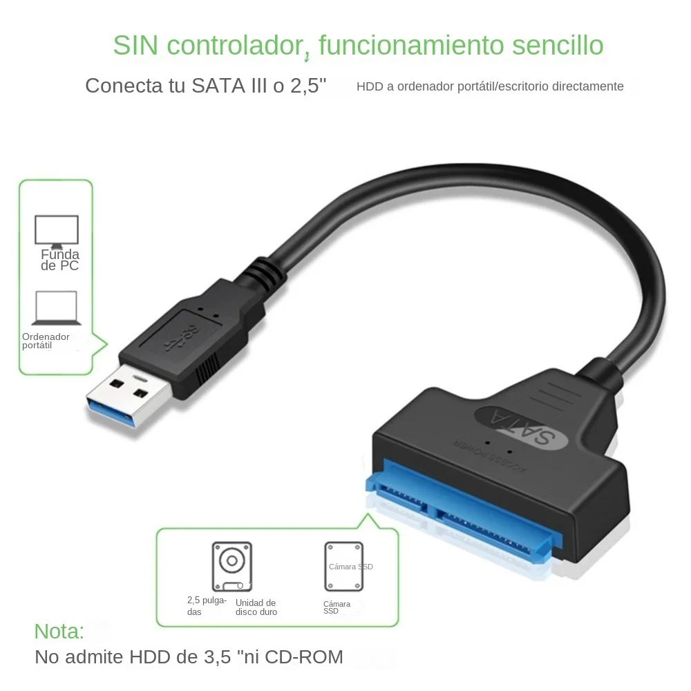 SATA ̺ Sata 3-USB 3.0 , ִ 6 Gbps , 2.5 ġ  SSD HDD ϵ ̺ Ŀ, 22  Sata III ̺