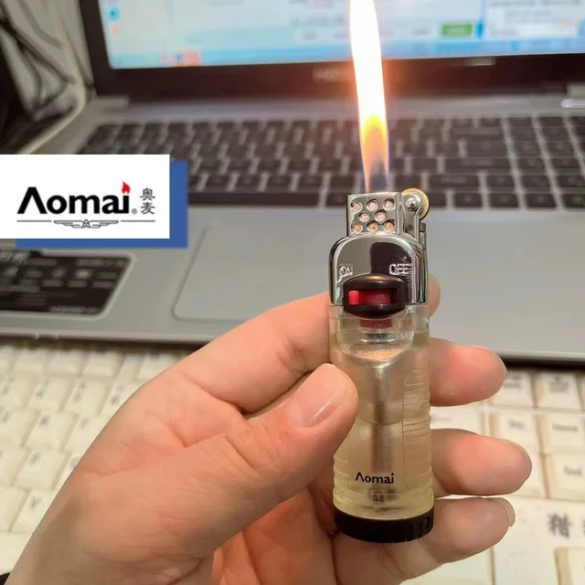 Lighter Grinder Open Flame Visualization Gas Bin Butane Torch Lighter Men's Smoking Accessories Dazzling Decompression Lighters