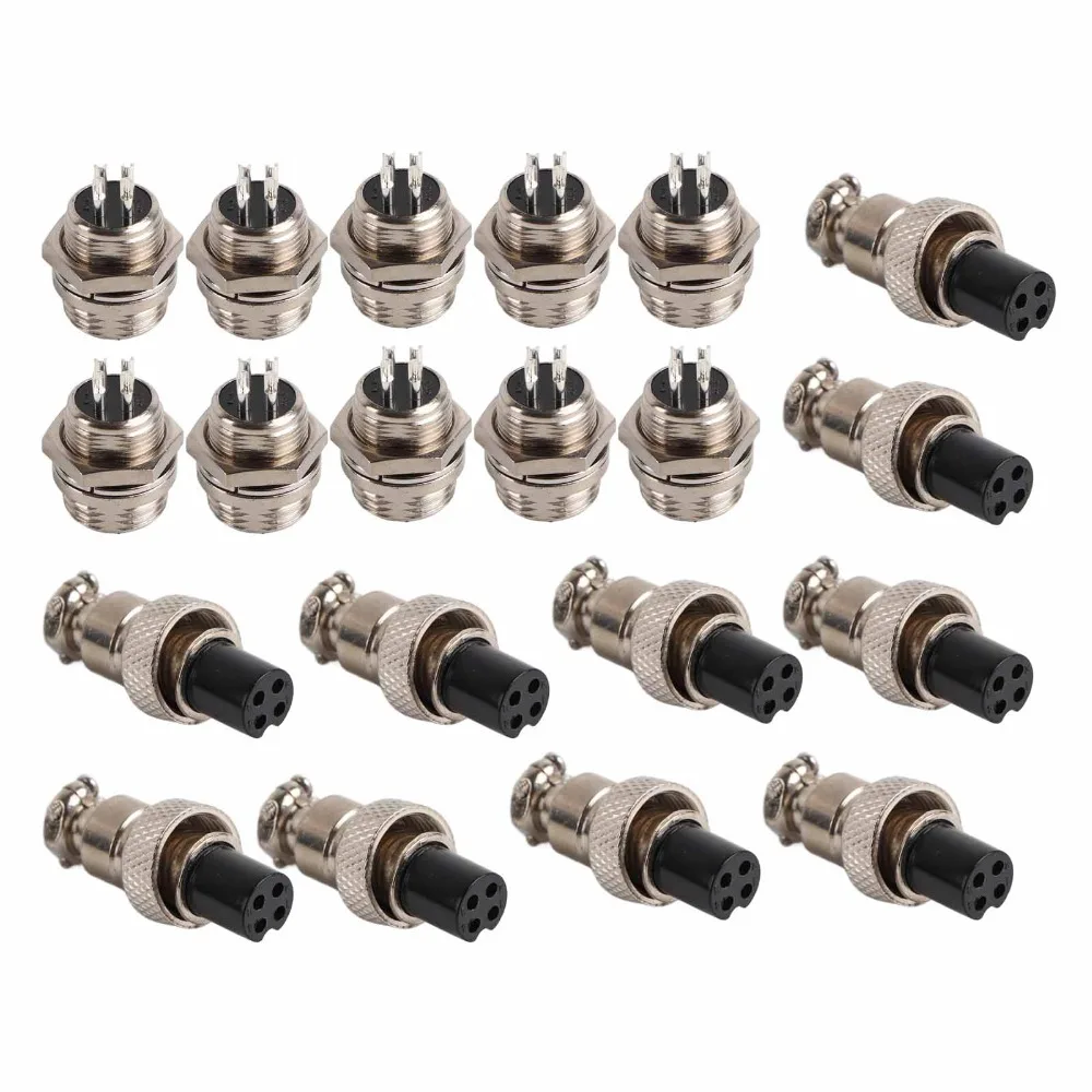 10 세트 전자 부품 GX12 항공 커넥터 12mm 5A 항공 플러그 4 핀 방수 커넥터 전원 섀시