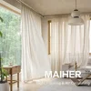 Pinch Pleated Drapes Light Filtering Living Room Sheer Curtain Panels 96" Long Hooks Traverse Included Unique Design Elegant 5