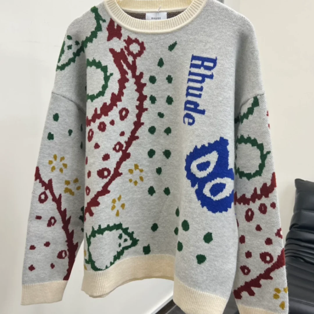 

High Street Best Quality Casual Versatile Knitted Sweater Print Men and Women Clothes Cardigan Streetwear Clothing Sweatshirts