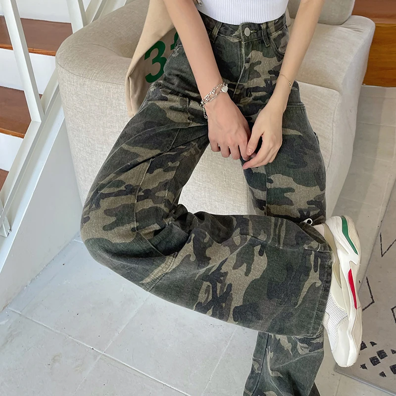 Syiwidii Camouflage Cargo Pants High 