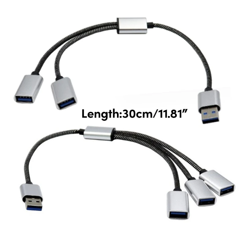 USB 분배기 케이블, USB 남성 3/2 USB 2.0 여성 연장 코드, USB 포트 허브 데이터 및 충전기 전원 분할 어댑터