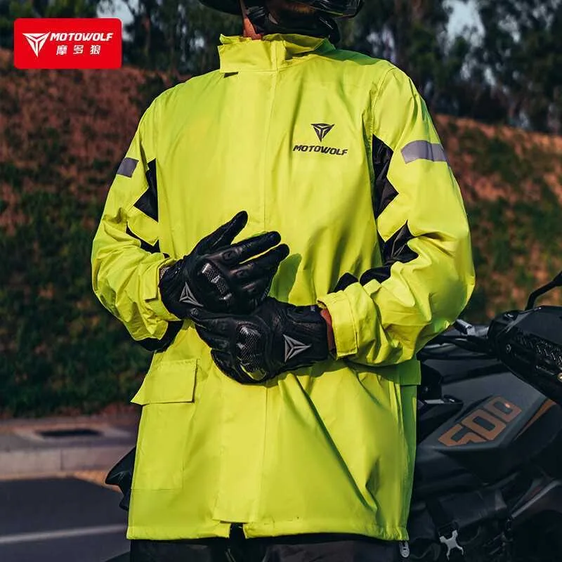 Motowolf Motorcycle Riding Raincoat Split Waterproof Outdoor Rain Pants Suit Rain Suit Reflective Motorcycle Gear