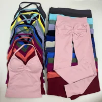 Impact 2 Pieces Set Yoga Leggings Set Women Backless Tank Tops High Waist Scrunch Gym Suit Fitness Clothes Outfit Yoga Set