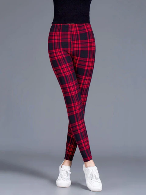 Cuhakci Female Fitness Leggings Women Print Plaid Leggings Lady Sexy Slim Pencil Pants Push Up Elastic.jpg