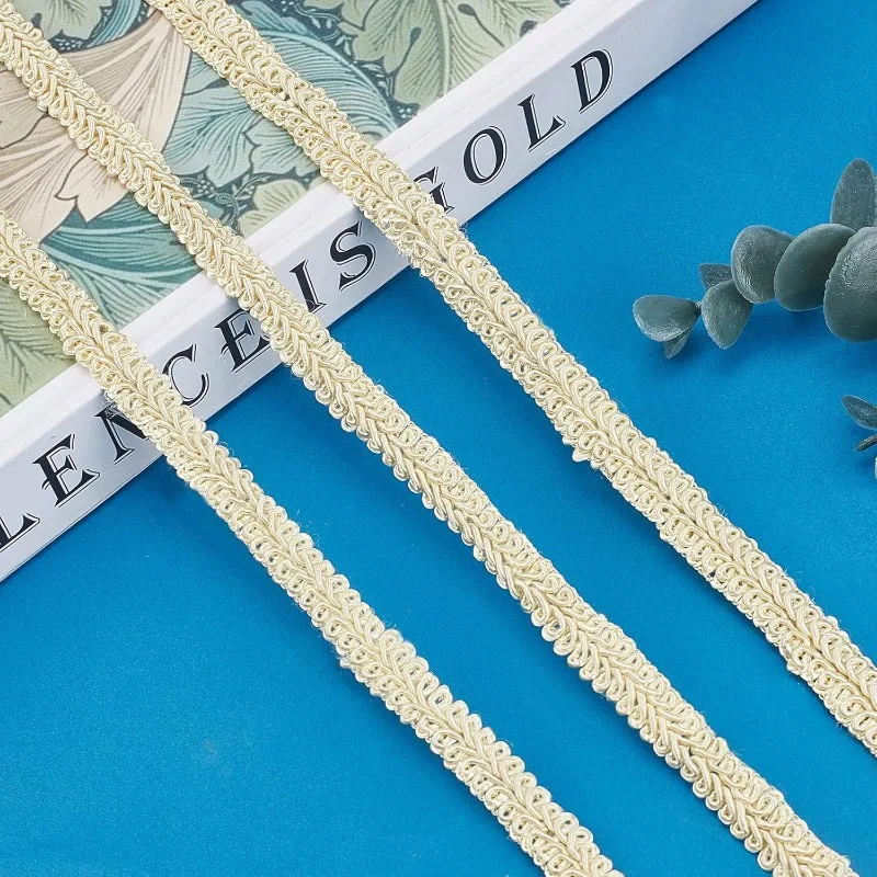 Gold Braid Lace Trim - 10 Yards of 3/8 Wide Polyester Decorative Ribbon