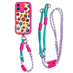 Floral Wrist Chain Crossbody Lanyard Phone Case - Xiaomi 11i (JGSRose - Hua008 - XKSS)
