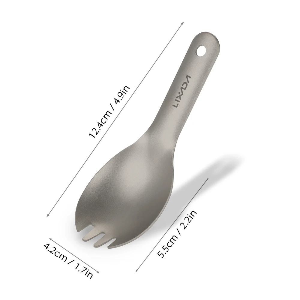 Lixada 티타늄 스푼, 초경량 짧은 손잡이 스포크, 휴대용 어린이 스푼 스포크, 캠핑 피크닉 플랫웨어, 야외 식기