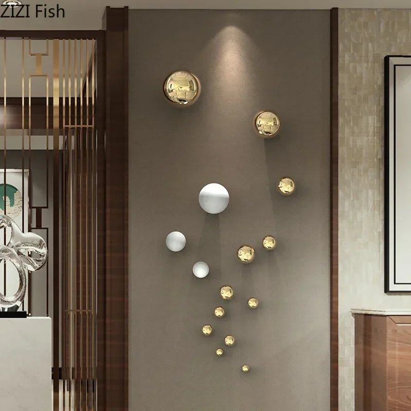 Simplicity Metal Ball Wall Hanging Ornaments Stainless Steel Spherical Crafts Aesthetic Room Decor Backdrop Display Pendants 5