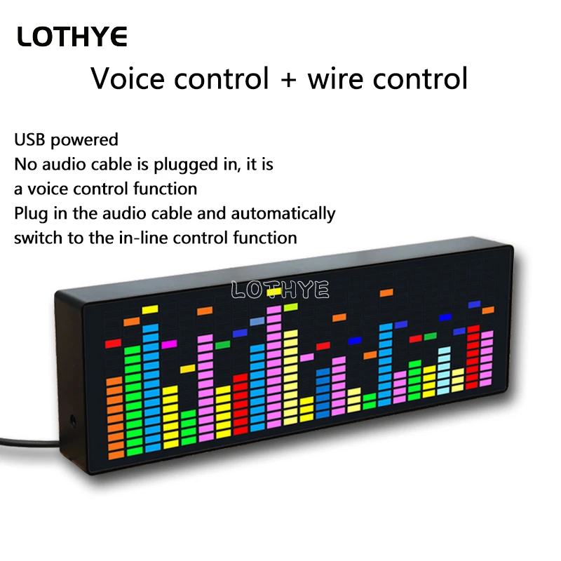 Lothye-rgb Ritmo Led Stereo Music Spectrum Pickup Relógio Eletrônico Controle de Voz Indicador de Nível Medidor vu Lâmpada Atmosfera do Carro - Image 6