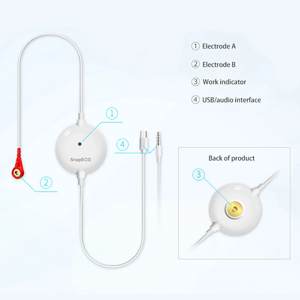 Portable Mini Wearable Ecg Monitor Measurement Machine Real-time Heart Support Electrode Holter For Android Or Ios Health Care