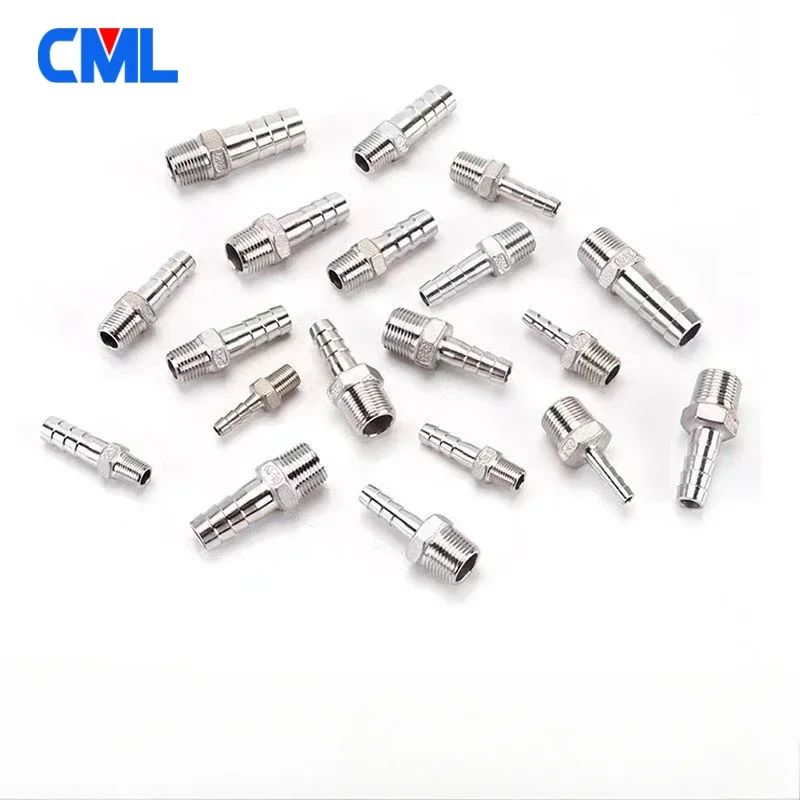 Hose Pipe Fitting Pipe Fitting Water Pipe Fitting 6 8 10 12 13 15 16 18 19 20mm 1/8" 1/4" 3/8" 1/2" 304 Stainless Steel BSPT Male Thread Barb Hose Pagoda Joint Coupling Connector