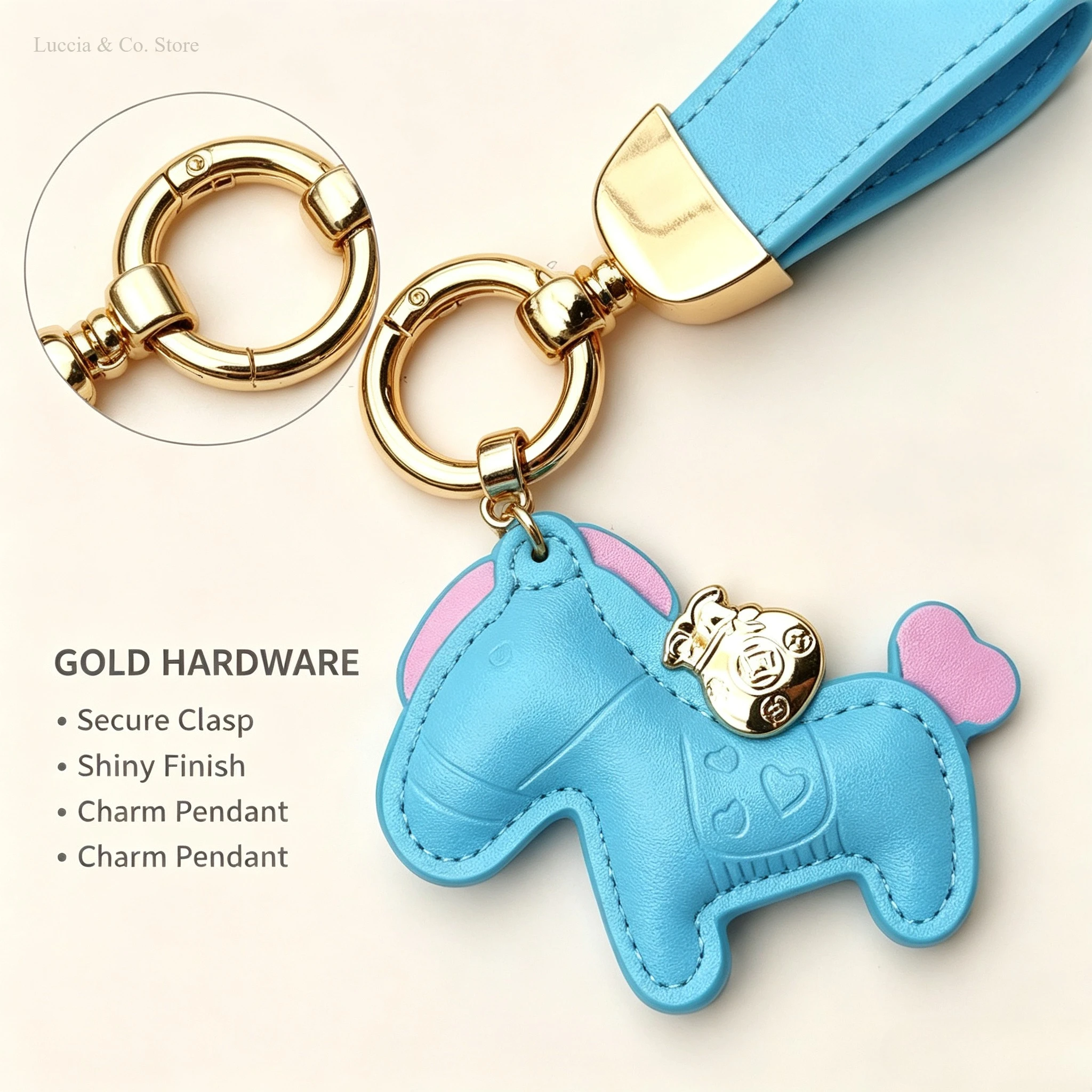 Elegant Leather Cartoon Pony Keychain Pendant, Mini Horse Bag Charm and Stylish Holiday Gift