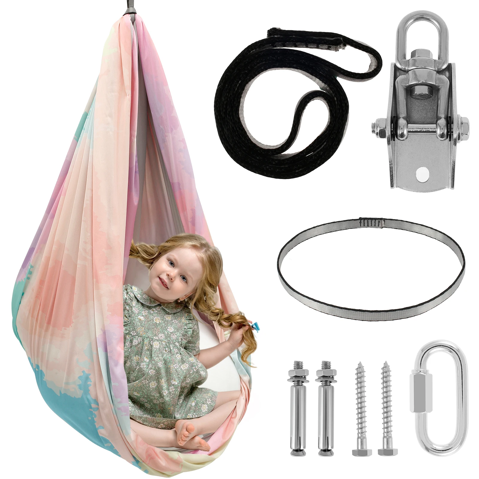 

Kids Adult Swing Hammock ADHD ADD Therapy Cuddle Up Sensory Child Therapy Soft Comfortable Steady Seat Swing for Outdoor Indoor