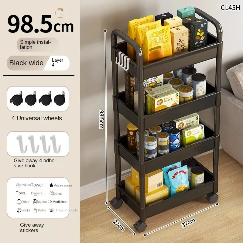 Storage Rack Rolling Storage Cart Household Multi-layer Small Cart Storage Rack Floor To Floor Kitchen Bedroom Bathroom Storage Rack With Wheels