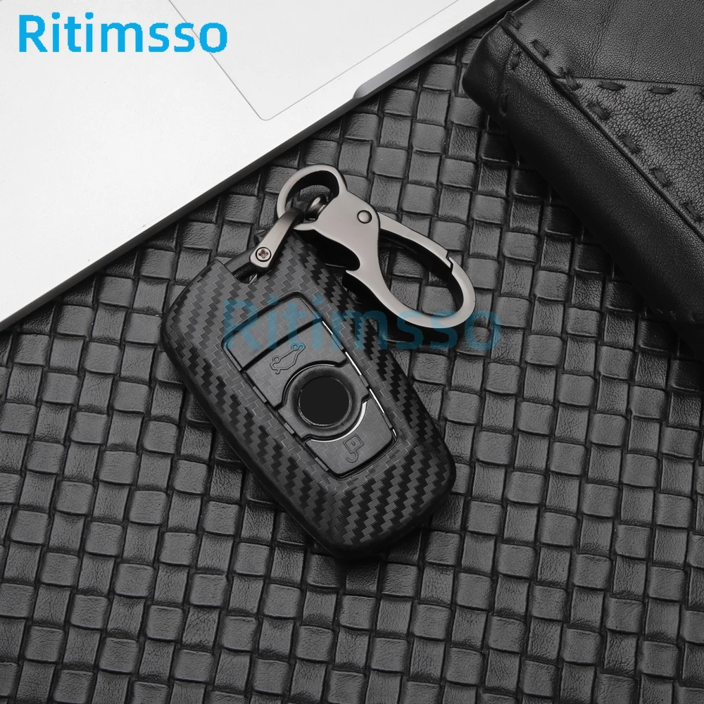 Key Case Cover Key Case Car Key Shell Remote Control Case Cover Carbon Fiber Car Key Fob Case Skin Cover BMW 3 4 5 Series 320i 530i 550i F20 F21 F30 F31 F25 F01 F02 Car Key Case
