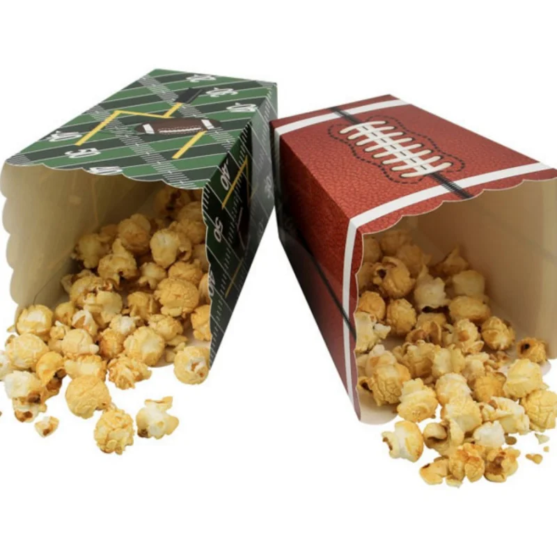 4pcsSuper Bowl Rugby Popcorn Box Competition Party Fried Chicken Chips Sausage Packaging Paper Box Candy Chocolate Cookie