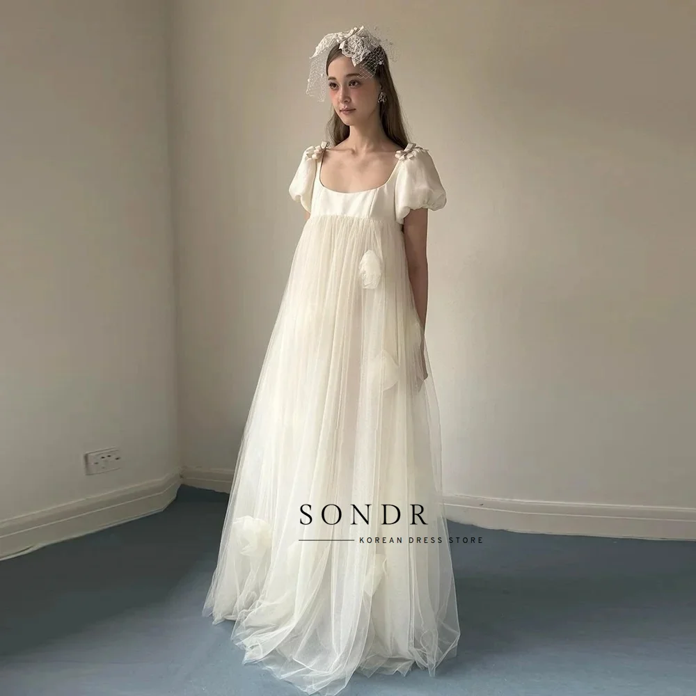 Sondr Customized U-Neck Korean Wedding Dresses Square Collar A Line Japanese Women Party Dresses Luxury Prom Party Gown 2026