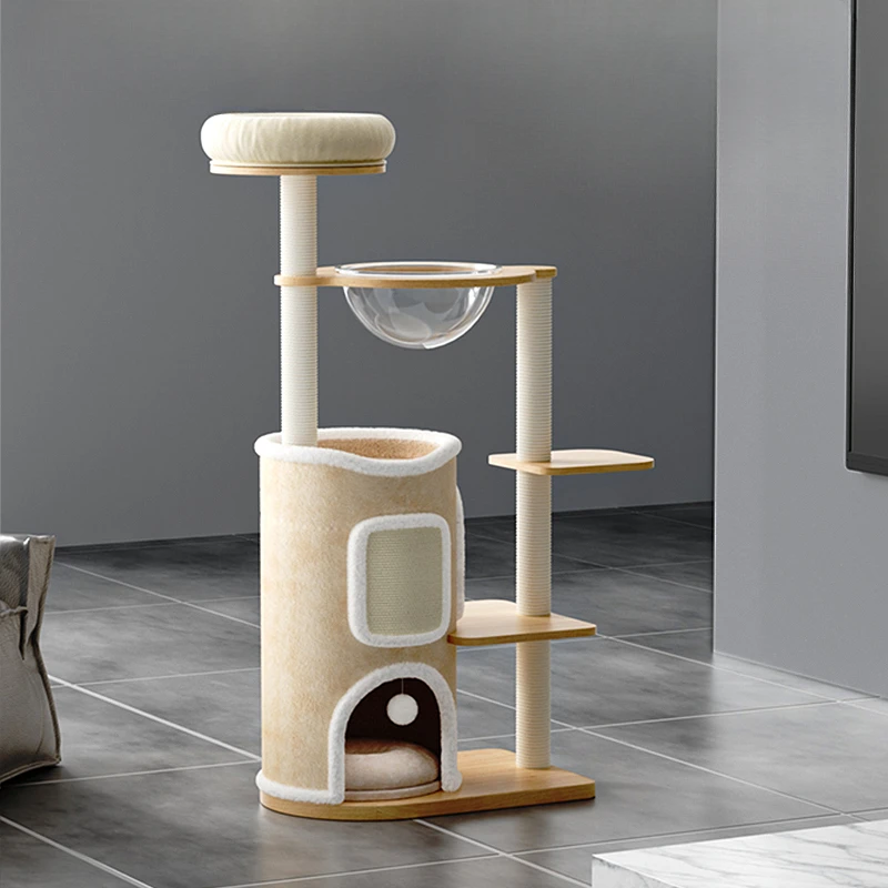 

Sisal barrel cat climbing frame solid wood space capsule cat tree integrated small winter warm winter multi-laye