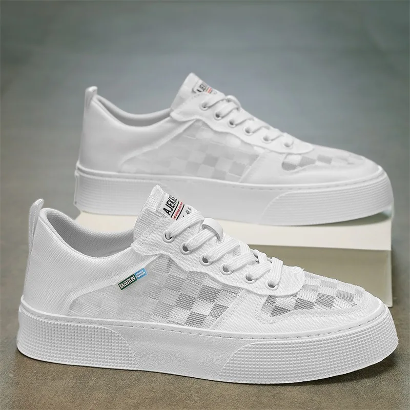 

2023 breathable summer models students Harajuku wind sports casual shoes thick bottom board shoes lace up canvas men's shoes