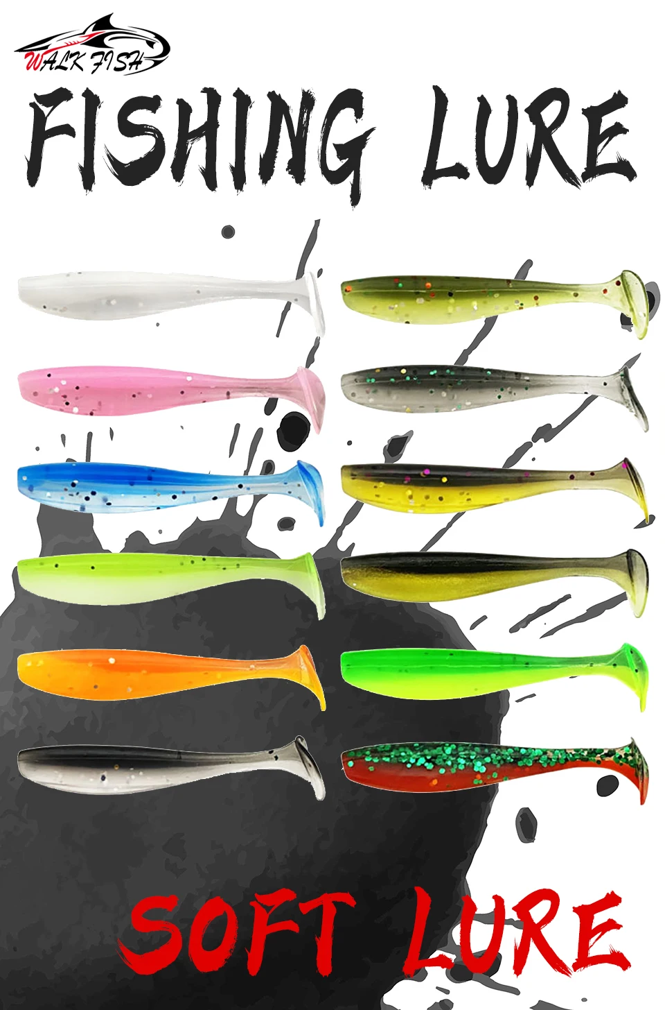 Walk Fish 20pcs 40mm 0,5g Weich köder Silikon köder t Schwanz Shad Wobbler Angel köder Seewurm Swimbait Streamer Silikon köder – Detail 1