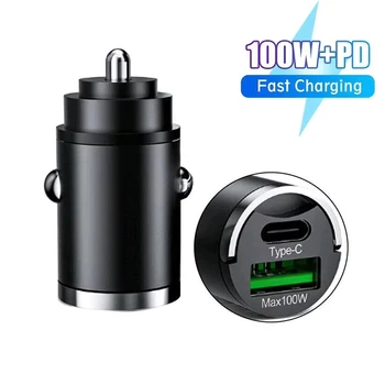PD 100W Caricabatteria da auto Tipo C USB Mini Ricarica rapida per iPhone 16 15 Samsung Huawei Xiaomi Presa Caricatore per accendisigari in auto