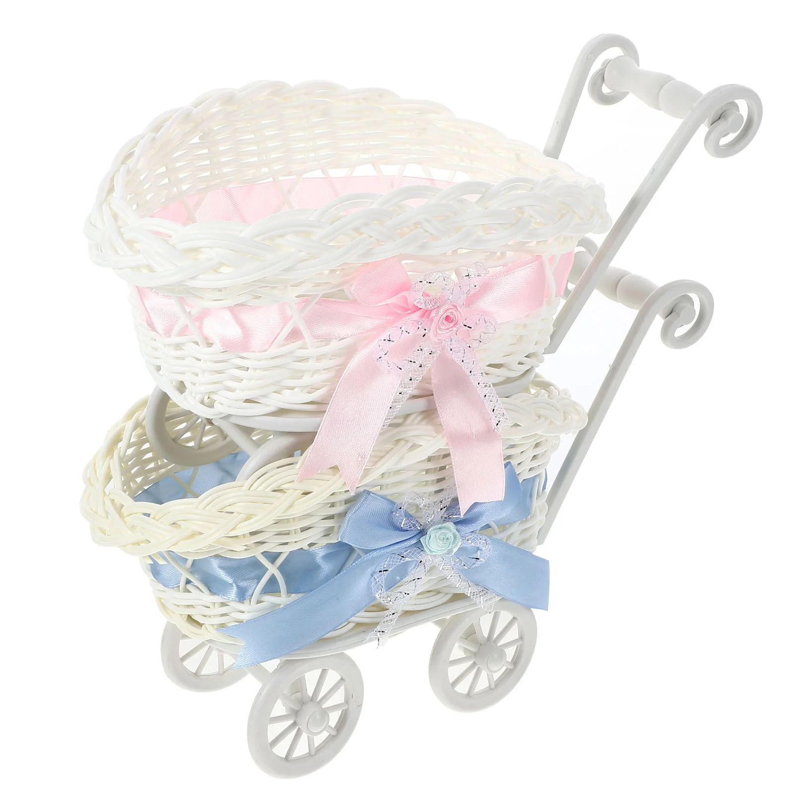 

Gift Basket Gift Packing Basket Woven Storage Basket Baby Shower Decorations Mini Baby Carriage Decoration Party Favors