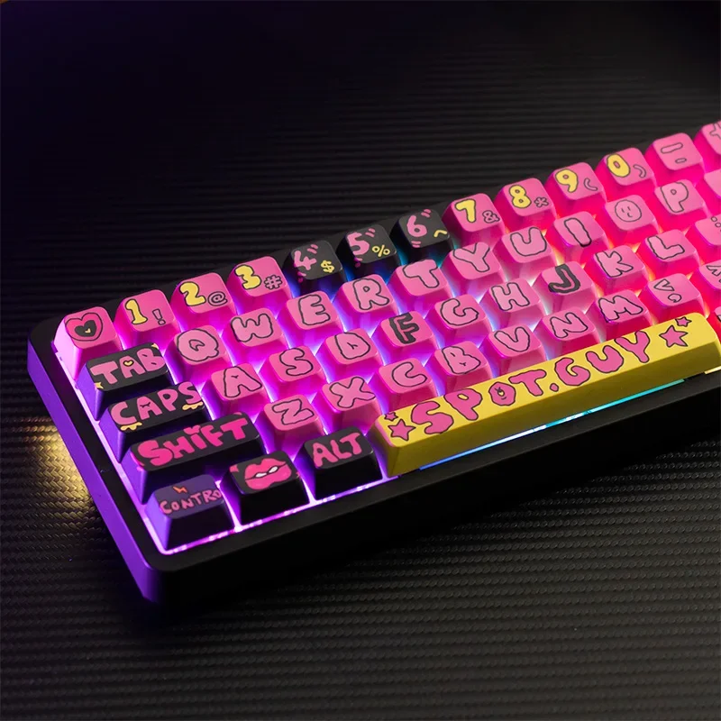 Echome-letras Grandes Keycaps Dye Subbed Keycaps Design Original Teclado Mecânico Graffiti Perfil Mda 130 Chaves Pbt - Imagem 2
