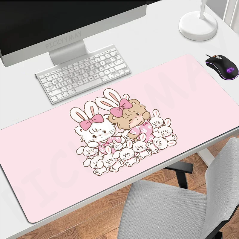 

Mouse Pad Cute Cat Large Gamer Mousepad Kawaii Bear Keyboard Mat XXXL Mouse Mats 31.4x11.8in Rubber Desk Pad Design Desk Rug