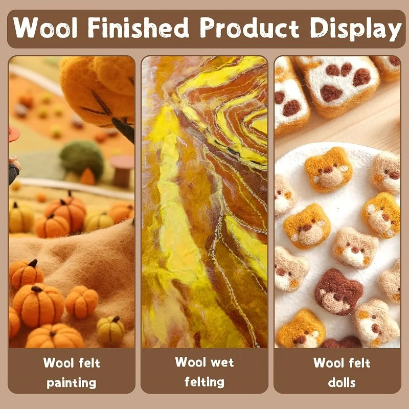 23 Colors Wool Roving Felting Bulk for Needle Felting Supplies Kit with Instructions for Beginners DIY Handcrafts Decoration