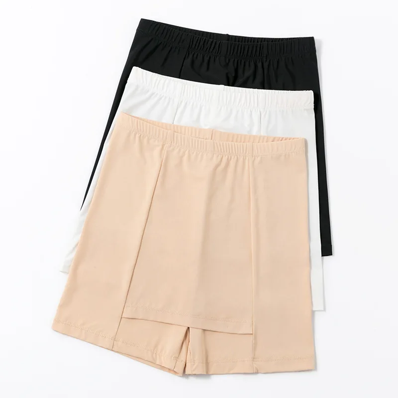 Flarixa Ice Silk High Waist Safety Pants Boxer Women Thin Sliming Fit Women's Summer Shorts Double Layer Seamless Skirt Shorts