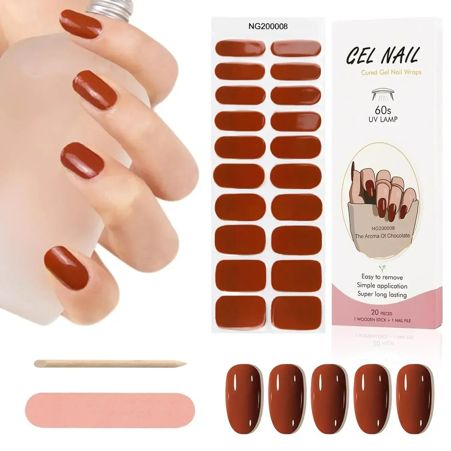 Premium Semi-Cured Nail Wraps Set - Waterproof, Long-Lasting Gel Nail Stickers