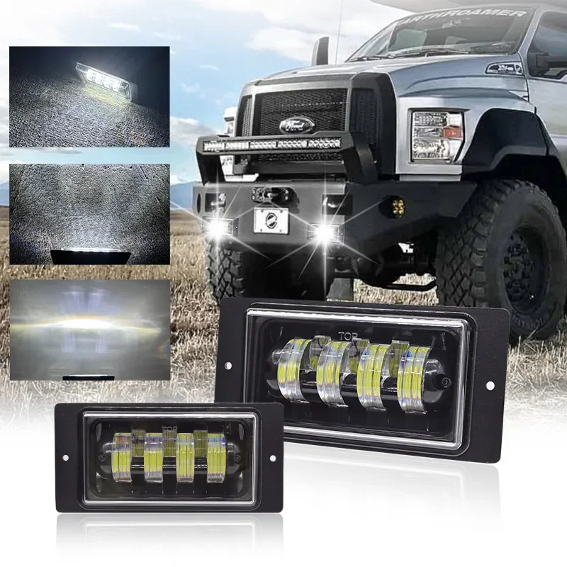 New 5LED Lada car front fog lights headlights with angel eyes square type 4 beads modified off-road lights
