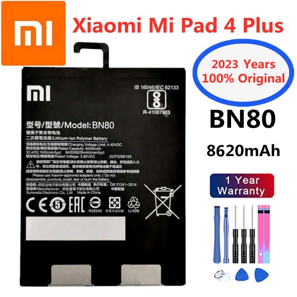 

2023 Years Original Xiao mi Tablet Battery For Xiaomi Pad 4 Plus Tablet MiPad4 Pad4 Plus BN80 High Capacity 8620mAh Batteries